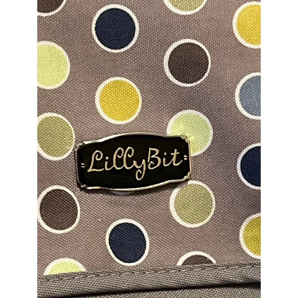 LillyBit Grey Polka Dot Messenger Diaper Bag Adjustable Padded‎ Strap Canvas